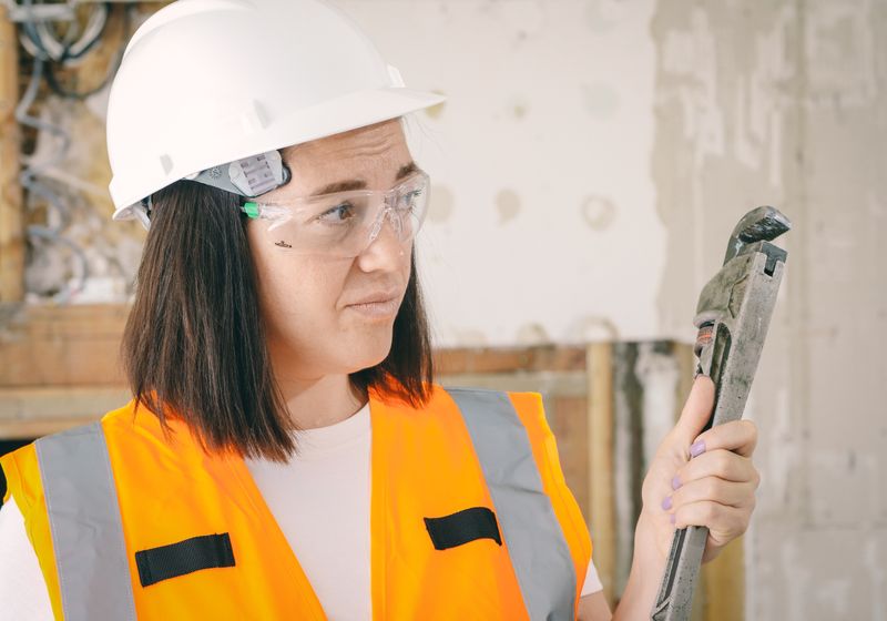 Artisan plombier en intervention sur un chantier